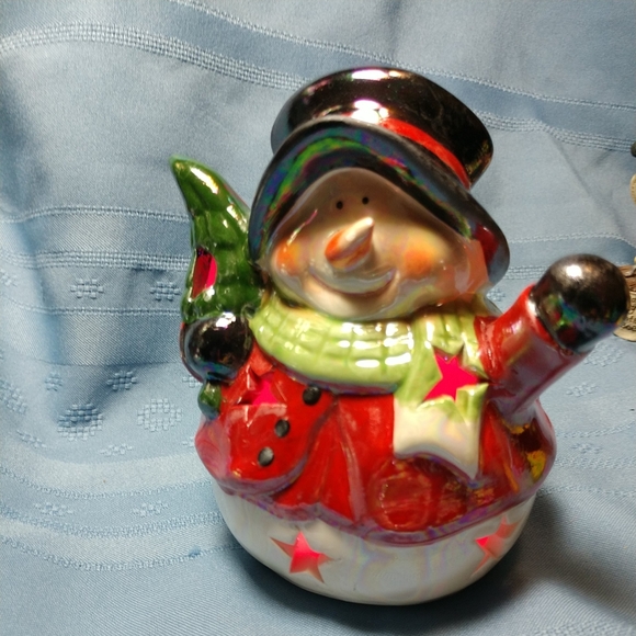 NWOT ☃️Ceramic Snowman Lights Up Multi Colors Flash - Picture 8 of 9